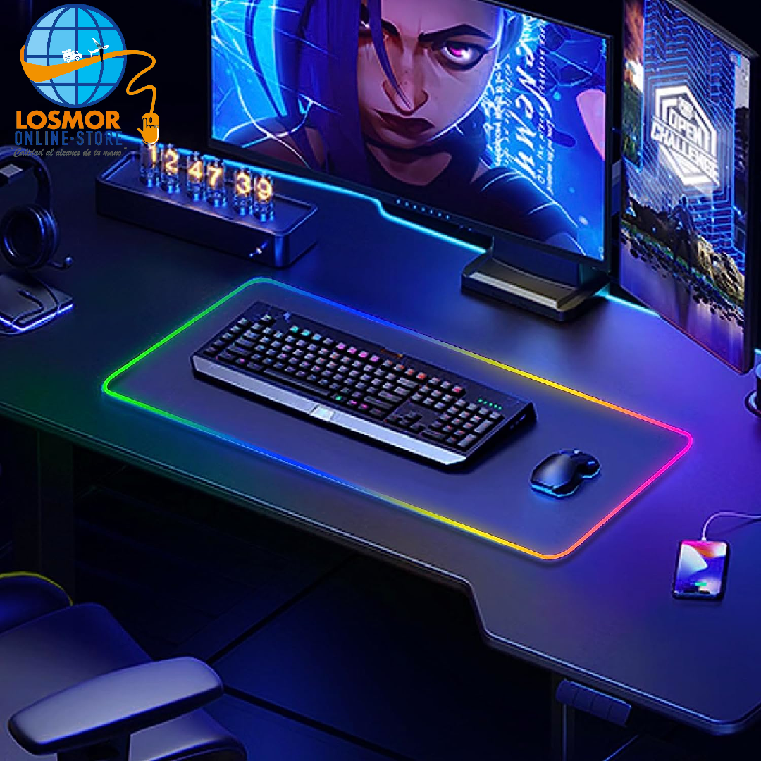 Mousepad Antideslizante RGB con 15 modos de luz Losmor