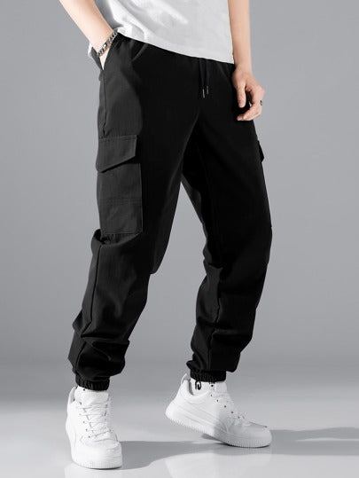 SHEIN Hombre - Manfinity Hypemode Pantalones De Cintura Con Cordón De Bolsillo Con Solapa Para Hombres