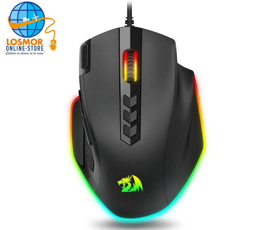 Redragon Mouse Gamer (Ratón) para juegos con cable, mouse ergonómico retroiluminado RGB de hasta 8000 DPI