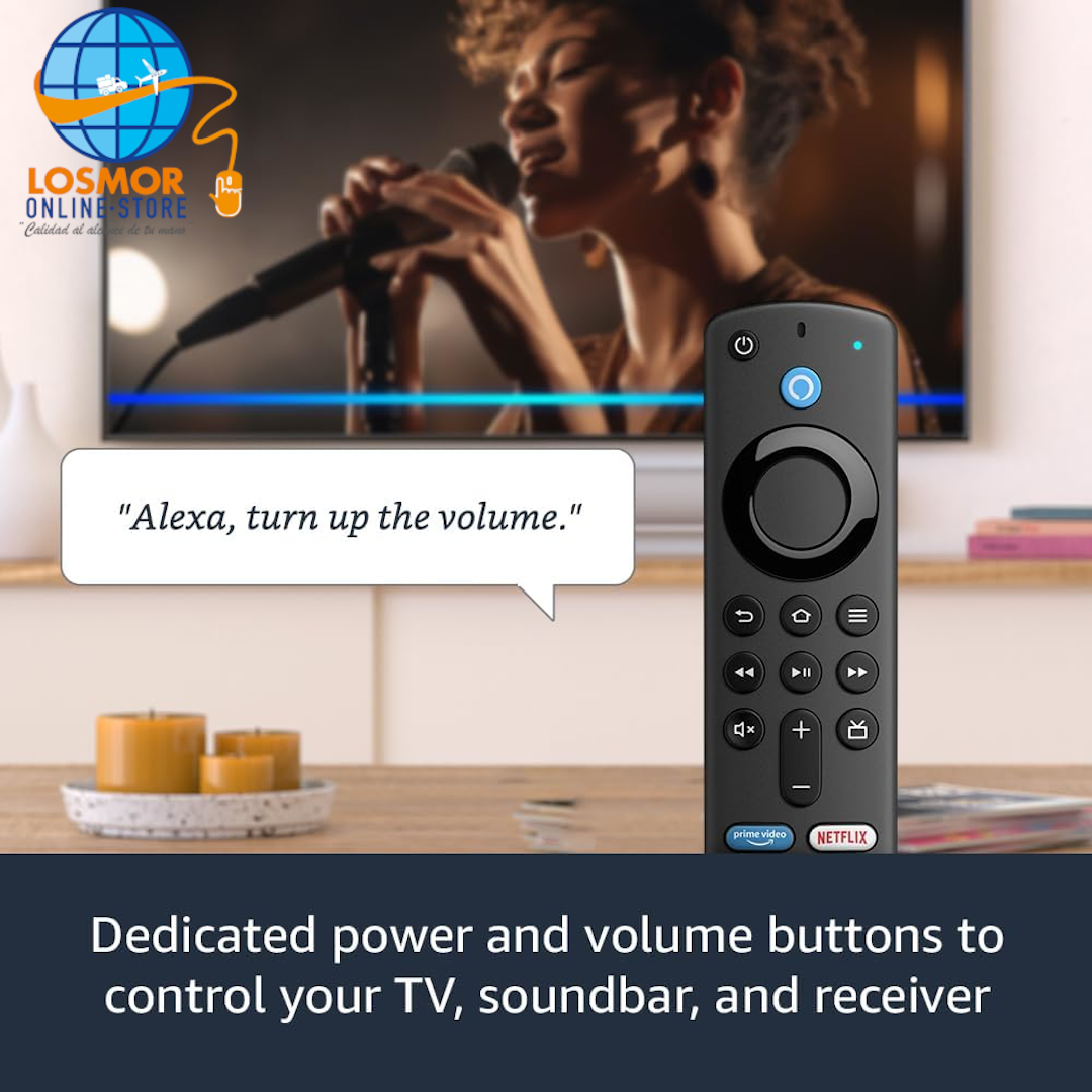 Amazon Fire TV Stick, HD, calidad nítida de imagen, streaming rápido, TV en vivo y gratuita, control remoto por voz Alexa que controla la televisión