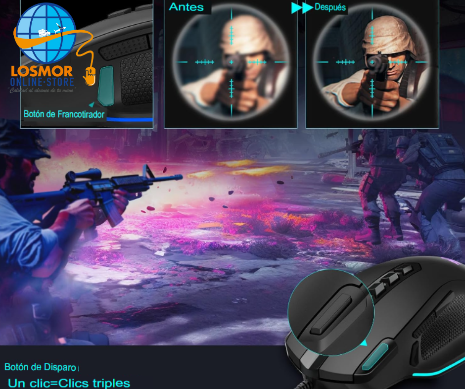 Redragon Mouse Gamer (Ratón) para juegos con cable, mouse ergonómico retroiluminado RGB de hasta 8000 DPI