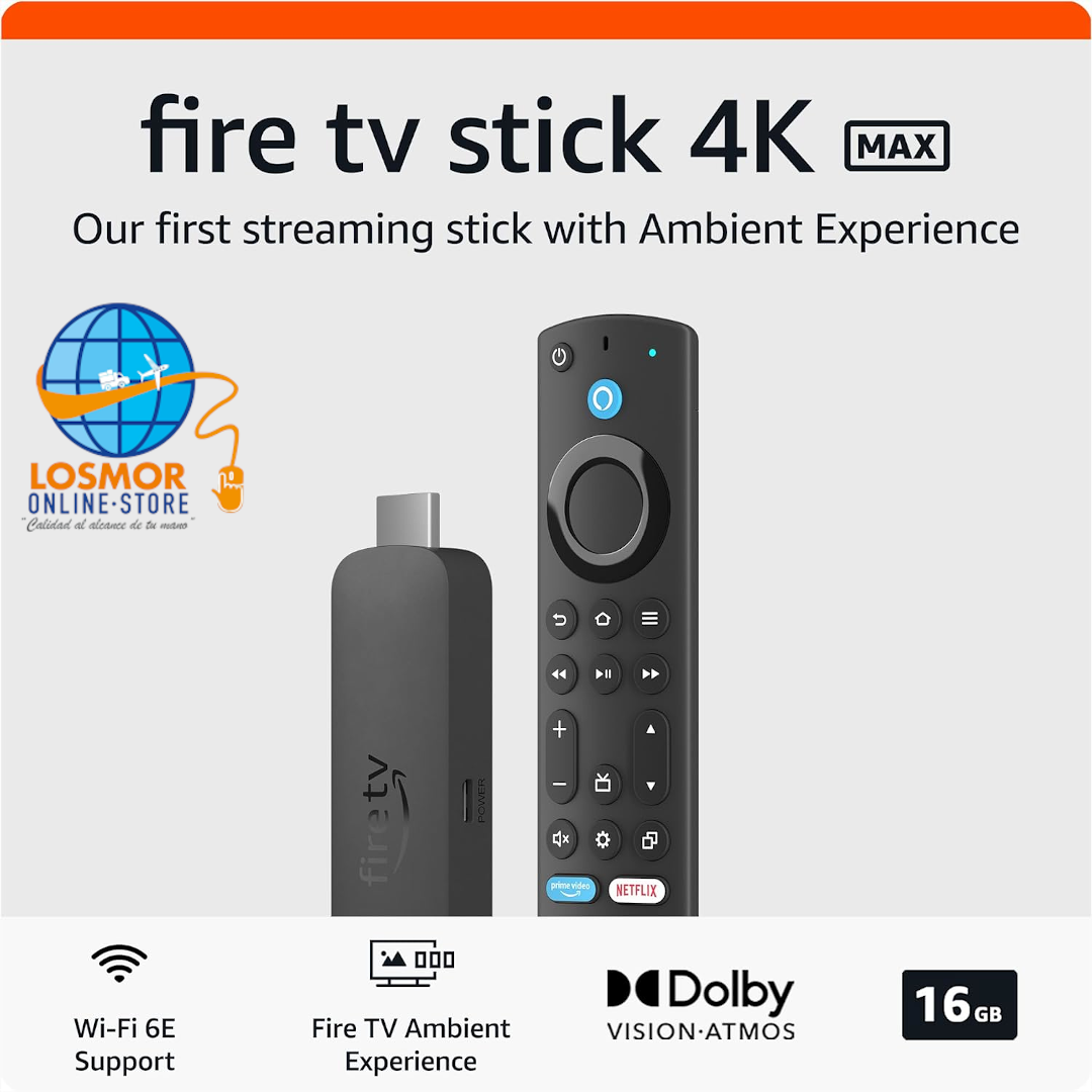 Dispositivo de streaming Amazon Fire TV Stick 4K Max, compatible con Wi-Fi 6E, TV gratis y en vivo sin señal de cable o satélite