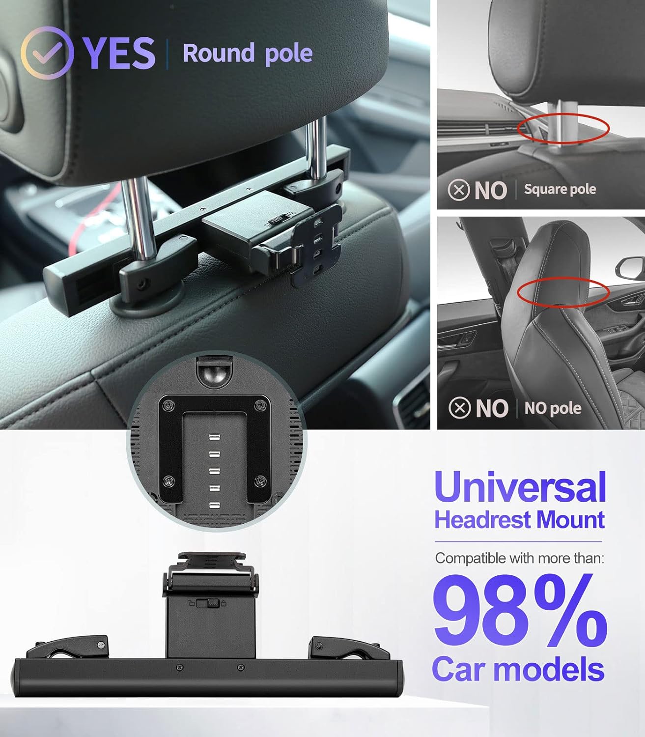 14 pulgadas nuevo 4K Android 10.0 portátil coche TV Headrest Monitor Tablet para asiento trasero, teléfono soporte inalámbrico espejo pantalla táctil, con WiFi/Bluetooth/HDMI/USB/AV in/FM/Airplay