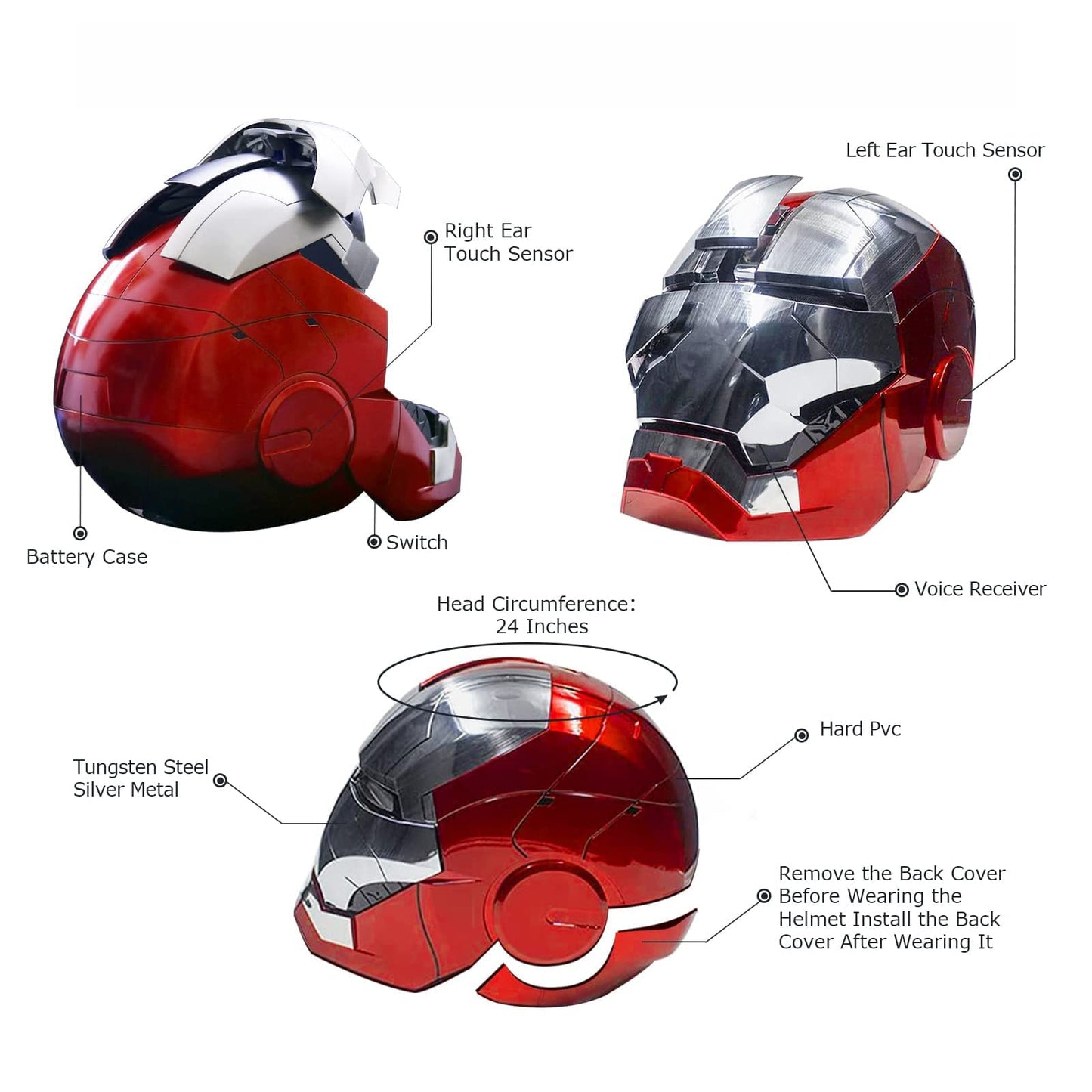 Iron-man MK 5 Casco Electrónico Abierto/Cerrado Máscara Iron-man