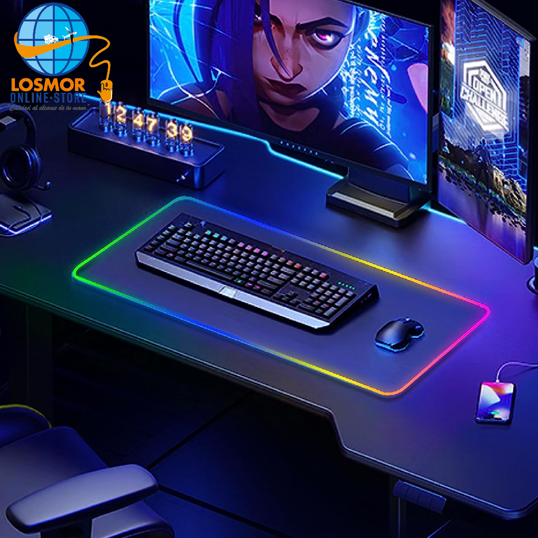 Mousepad Antideslizante RGB con 15 modos de luz