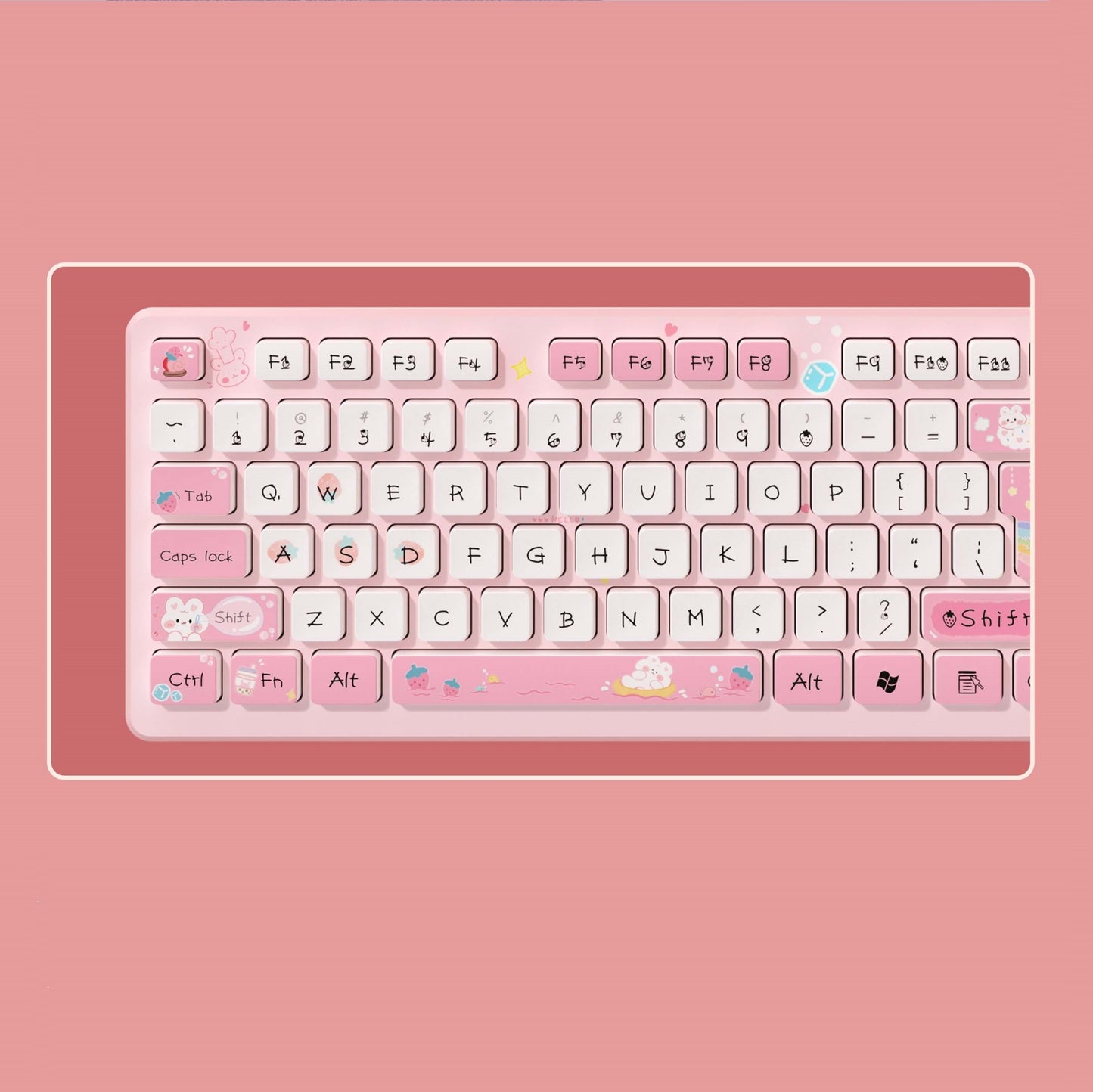 Teclado Kawaii Rosa para PC de Oficina con Click Silencioso!