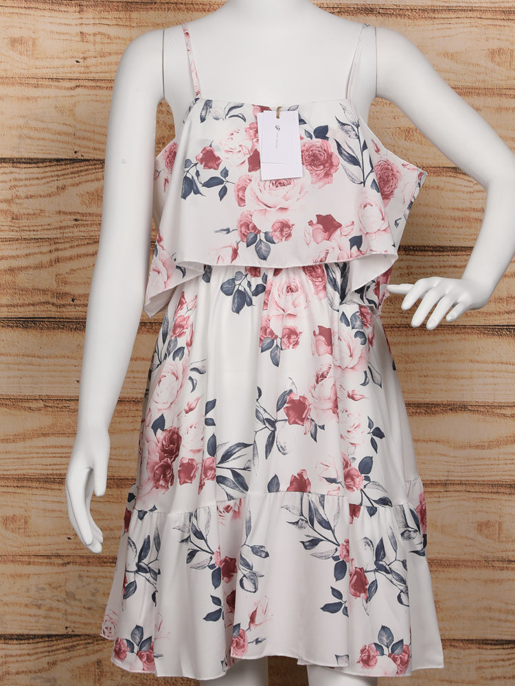 Vestido Mini Floral con Hombros Descubiertos